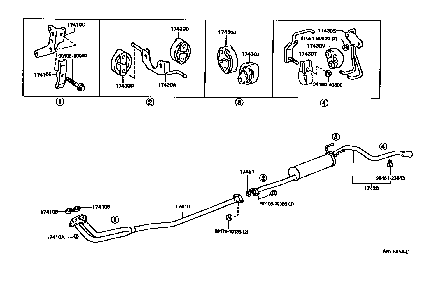 Toyota HILUX Exhaust Pipe EPC diagram — MAB354C