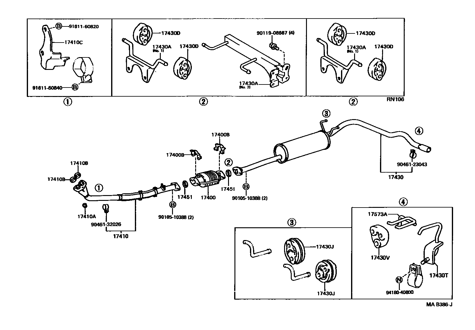 Toyota HILUX Exhaust Pipe EPC diagram — MAB386J