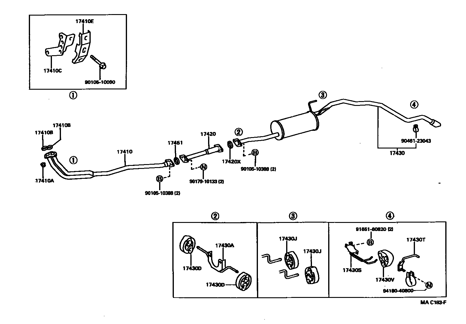 Toyota HILUX Exhaust Pipe EPC diagram — MAC183F