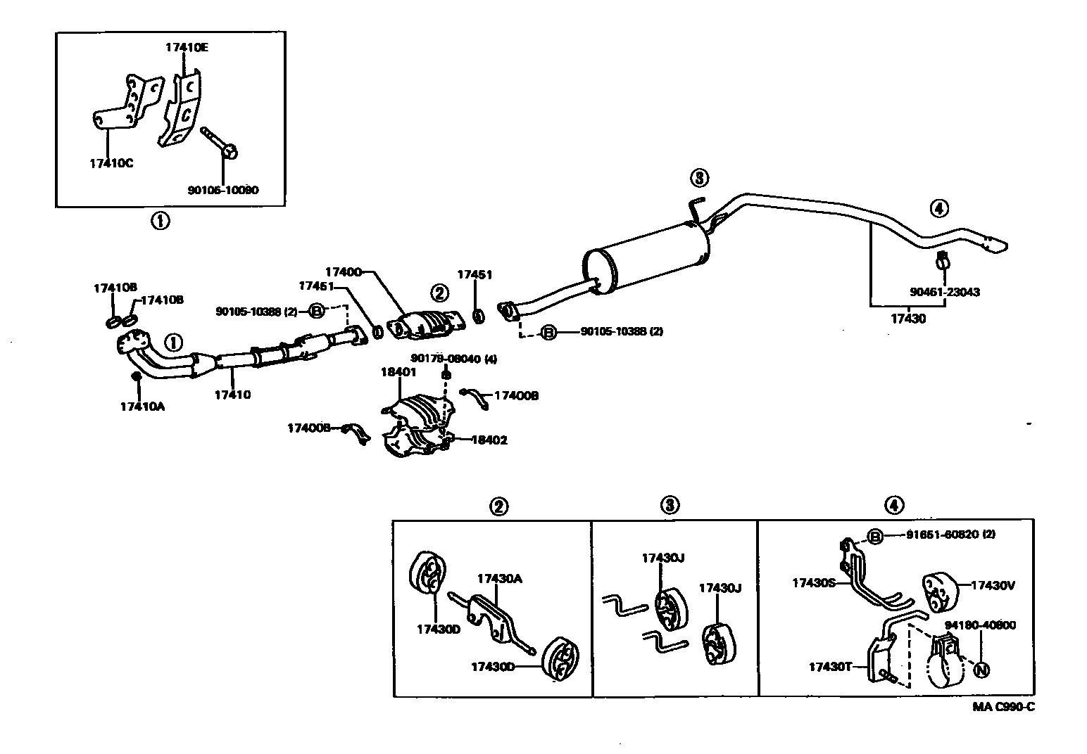 Toyota HILUX Exhaust Pipe EPC diagram — MAC990C