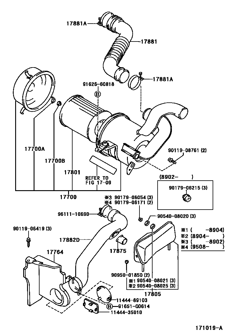 Toyota HILUX Air Cleaner EPC diagram — 171019A