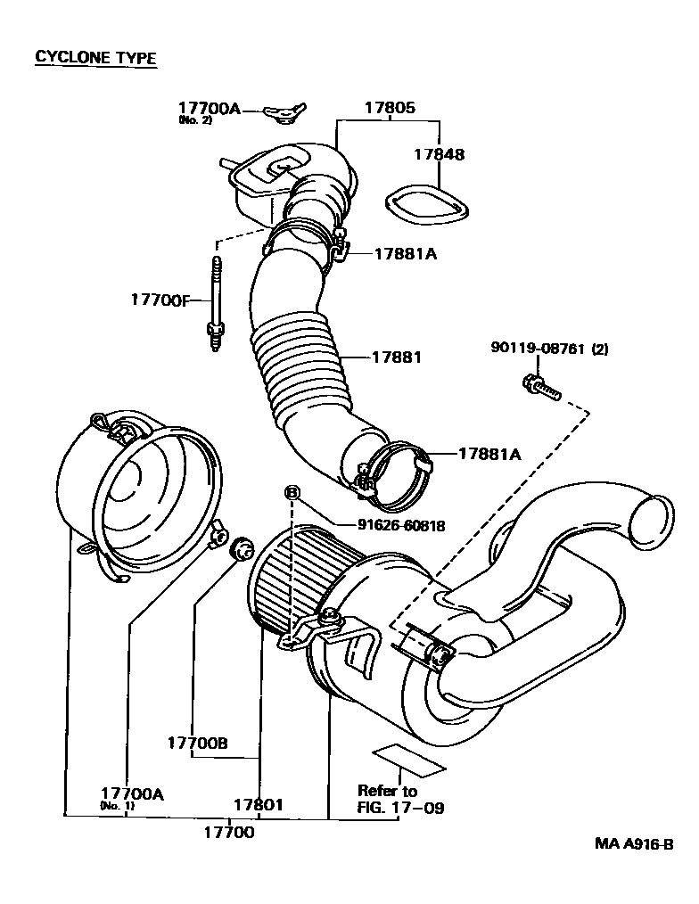 Toyota HILUX Air Cleaner EPC diagram — MAA916B