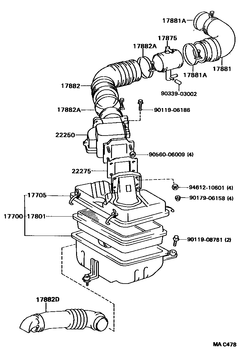 Toyota HILUX Air Cleaner EPC diagram — MAC478