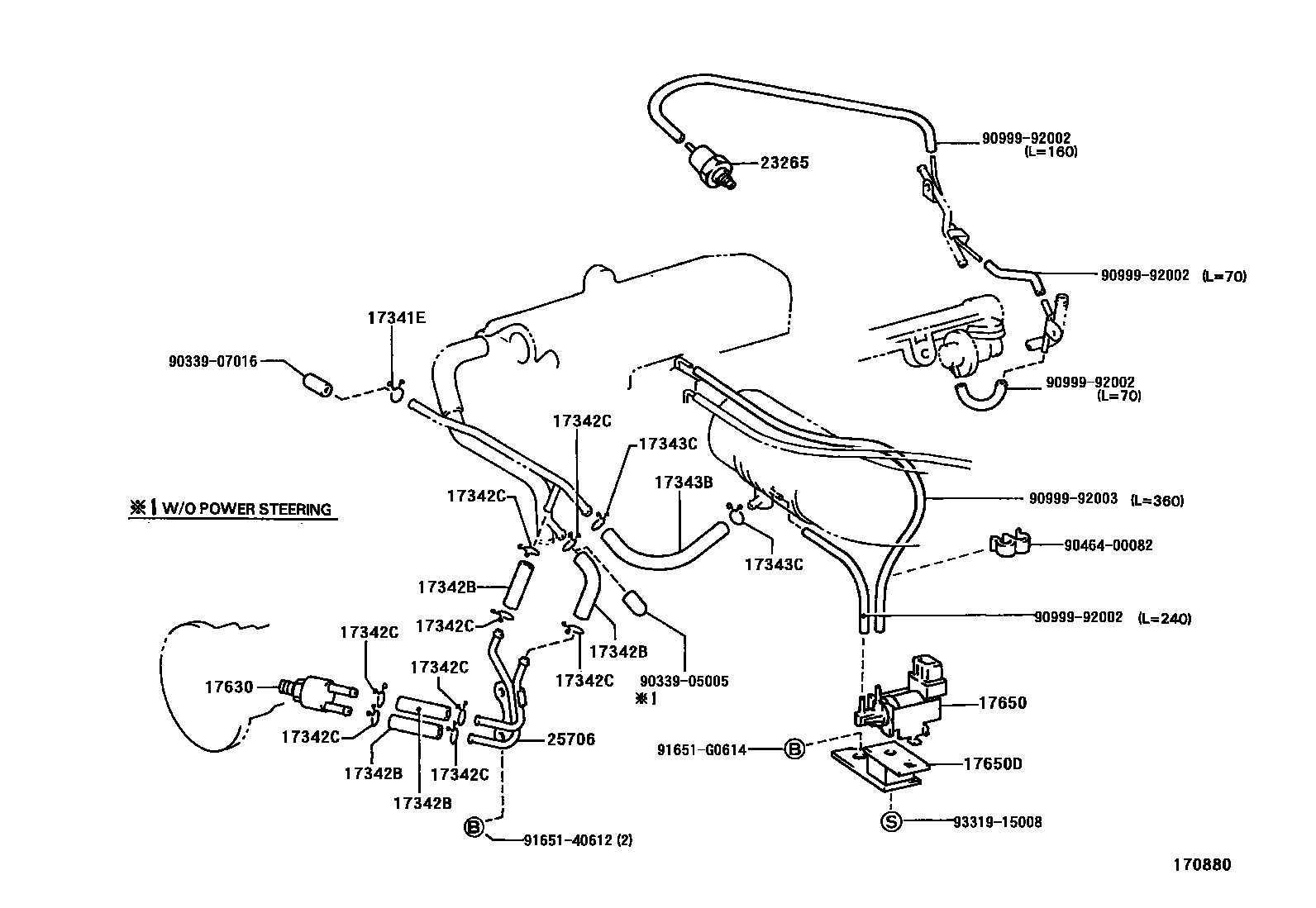 Toyota HILUX vacuum tube EPC diagram — 170880