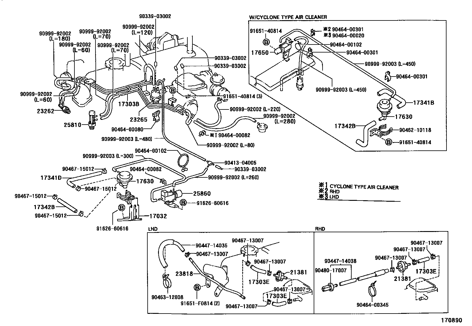 Toyota HILUX vacuum tube EPC diagram — 170890