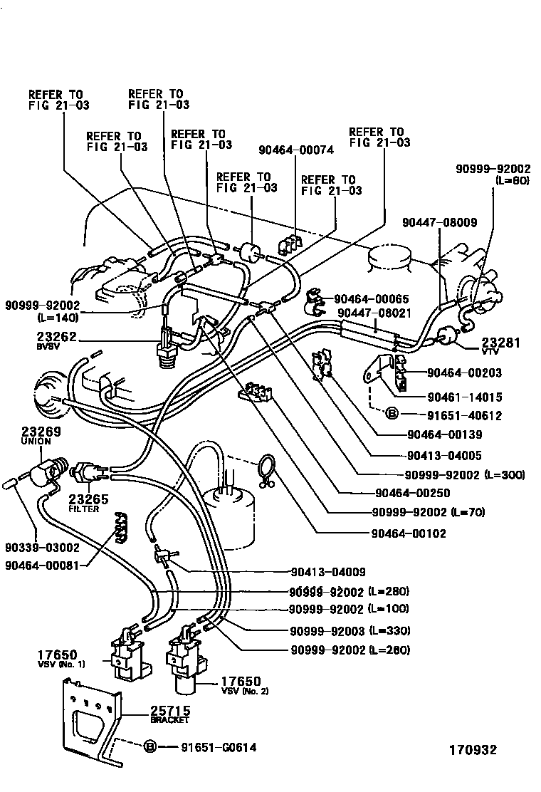 Toyota HILUX vacuum tube EPC diagram — 170932