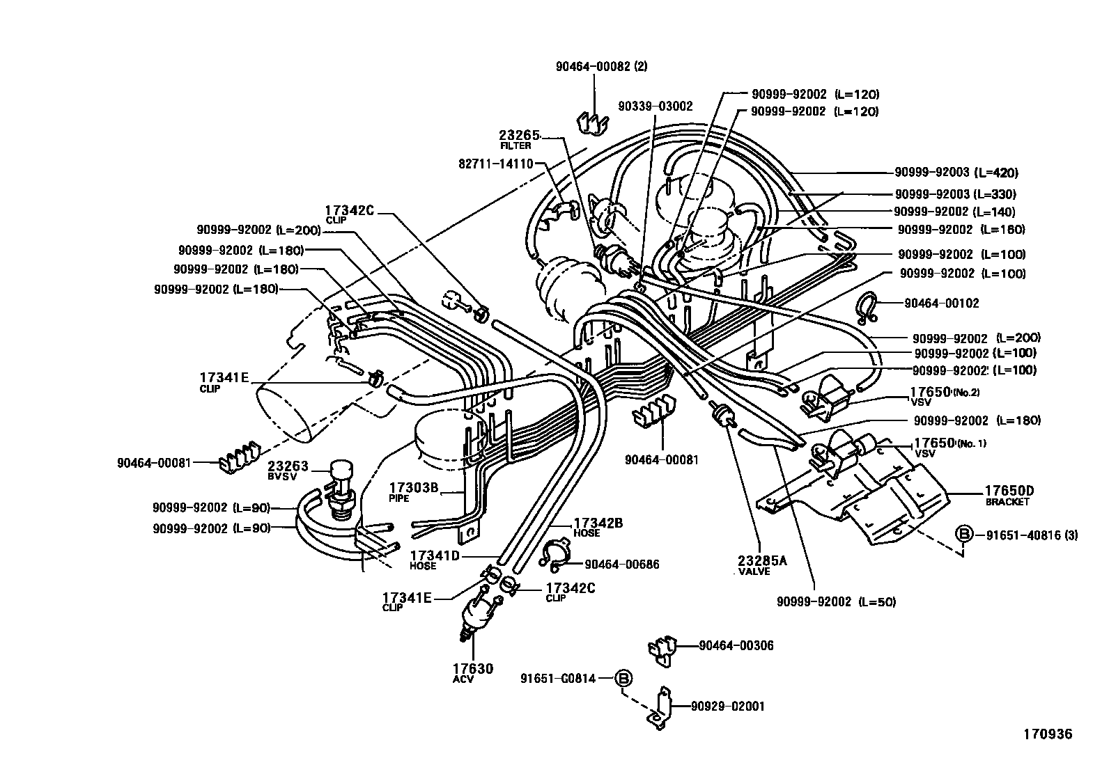 Toyota HILUX vacuum tube EPC diagram — 170936