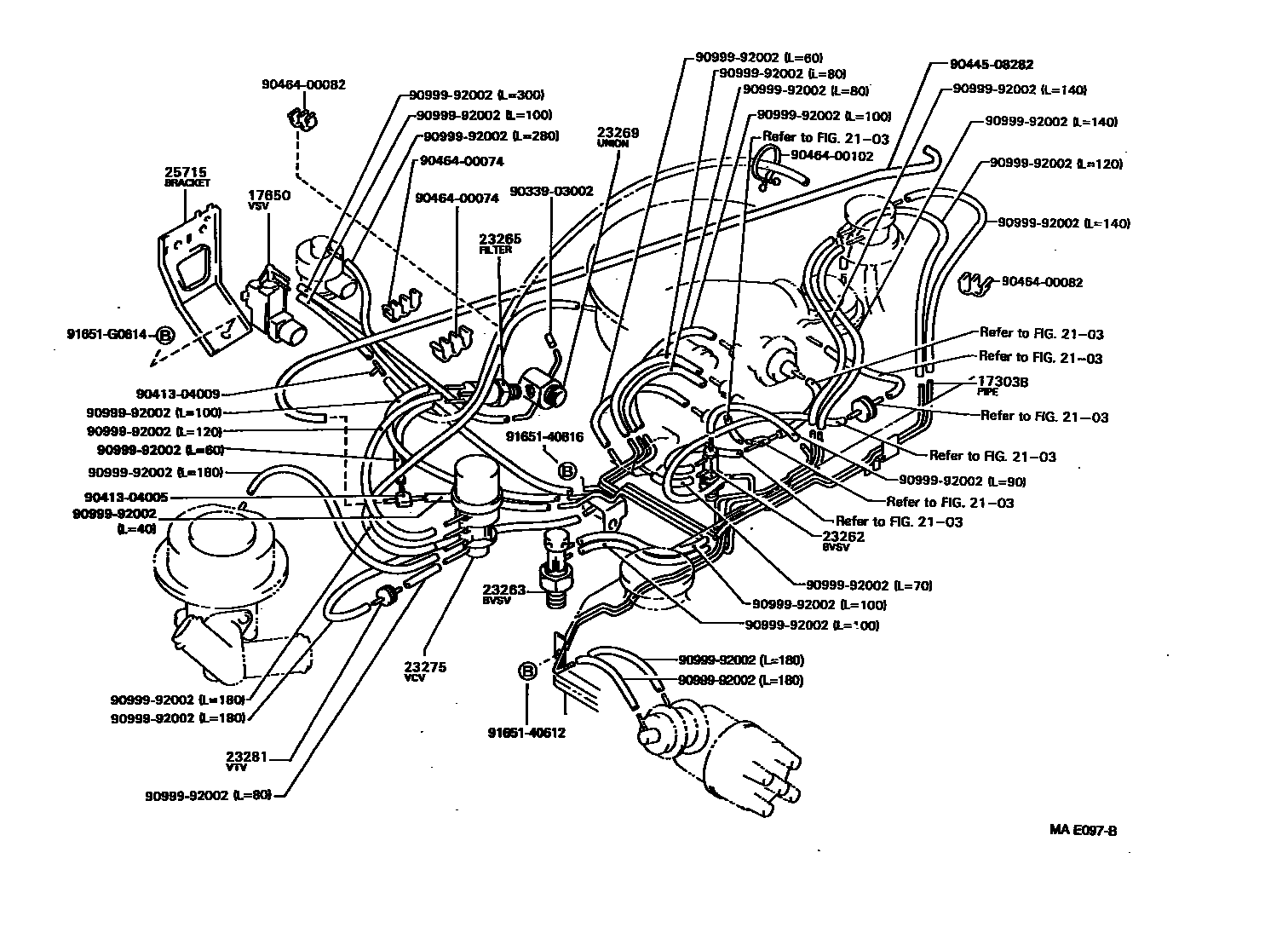 Toyota HILUX vacuum tube EPC diagram — MAE097B