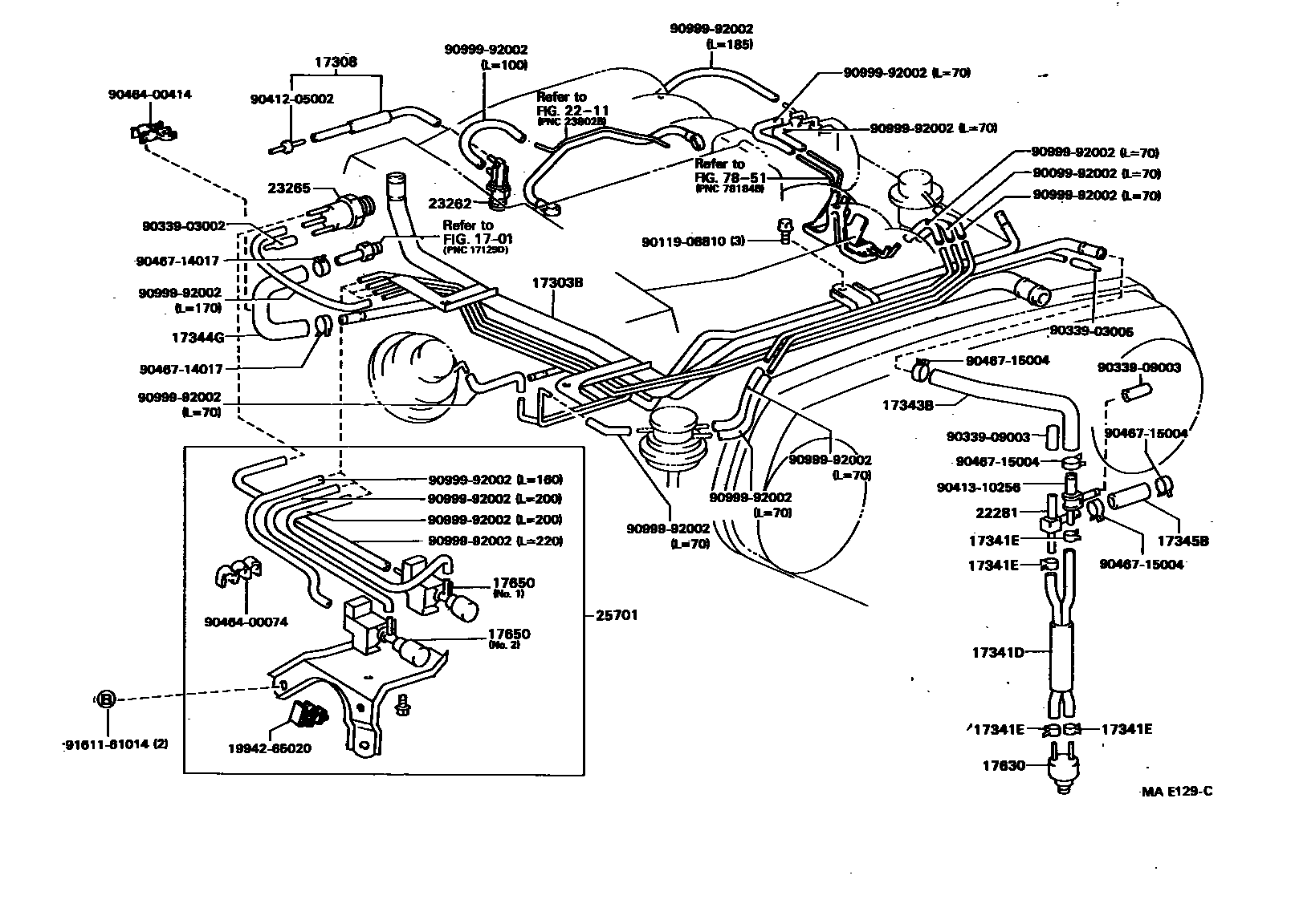 Toyota HILUX vacuum tube EPC diagram — MAE129C