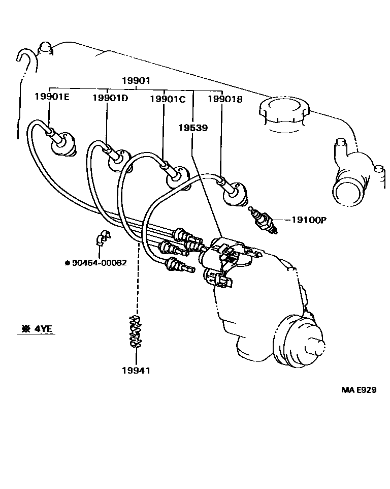 Toyota HILUX 点火线圈和火花塞 /电热塞 EPC diagram — MAE929