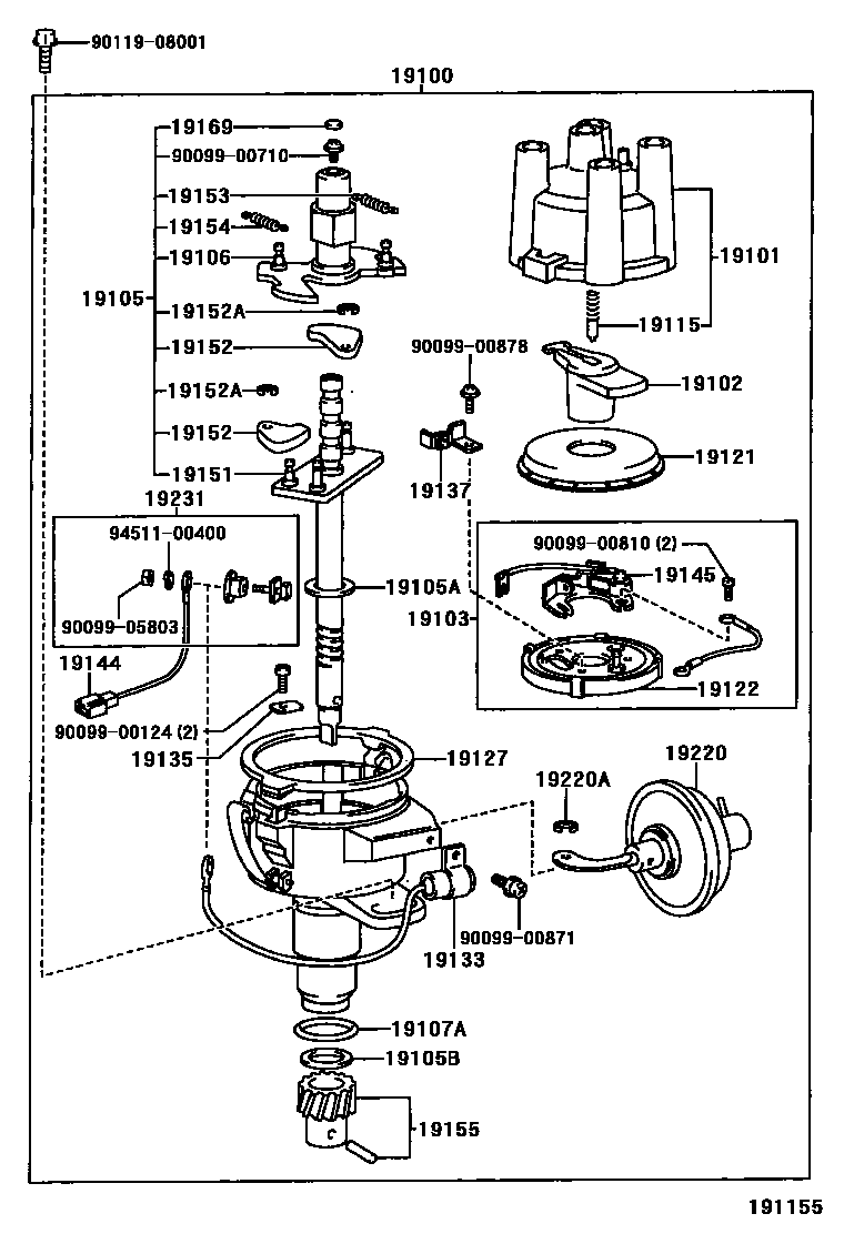 Toyota HILUX 分电器 EPC diagram — 191155