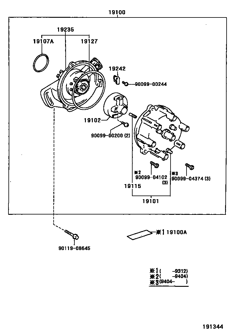 Toyota HILUX 分电器 EPC diagram — 191344