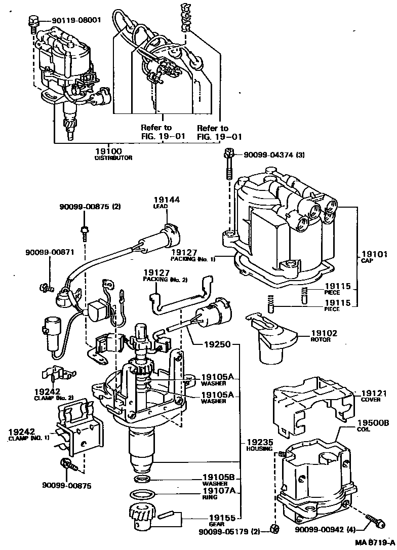 Toyota HILUX 分电器 EPC diagram — MAB719A