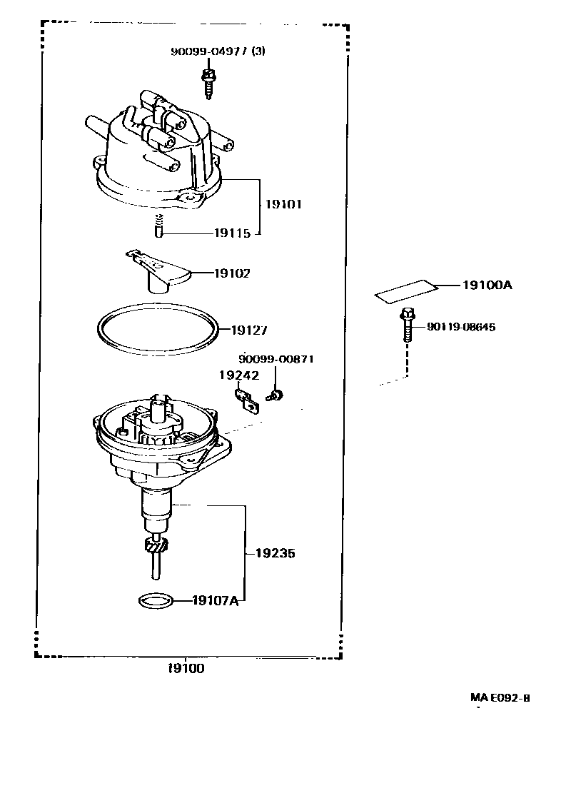 Toyota HILUX 分电器 EPC diagram — MAE092B