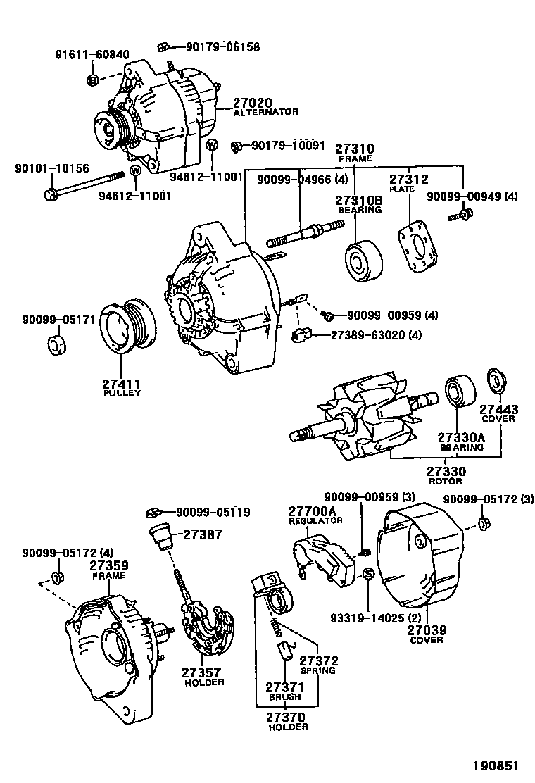 Toyota HILUX Alternator EPC diagram — 190851