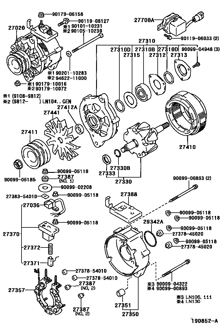 Toyota HILUX Alternator EPC diagram — 190852A