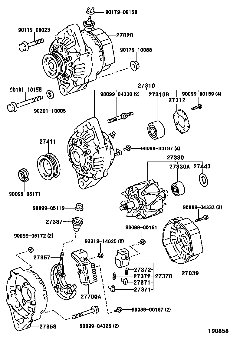 Toyota HILUX Alternator EPC diagram — 190858