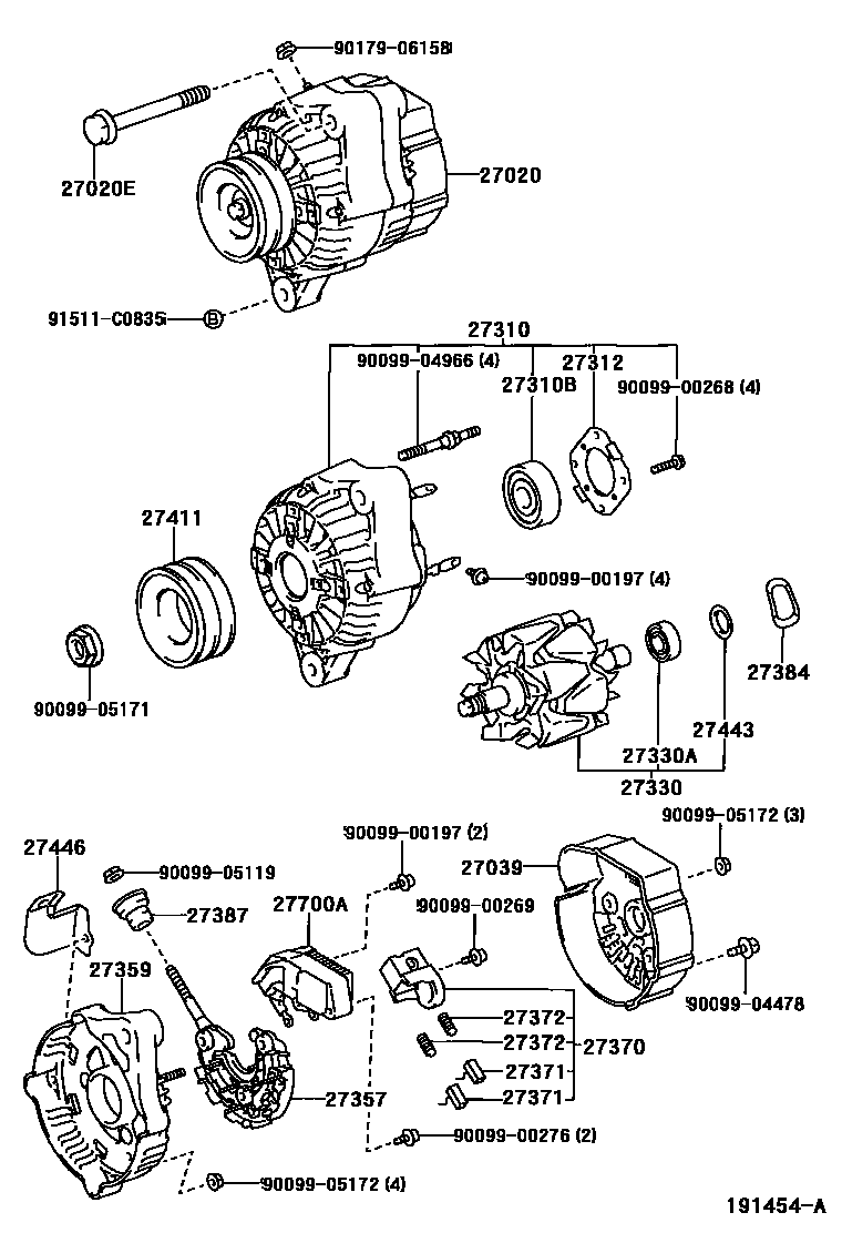 Toyota HILUX Alternator EPC diagram — 191454A