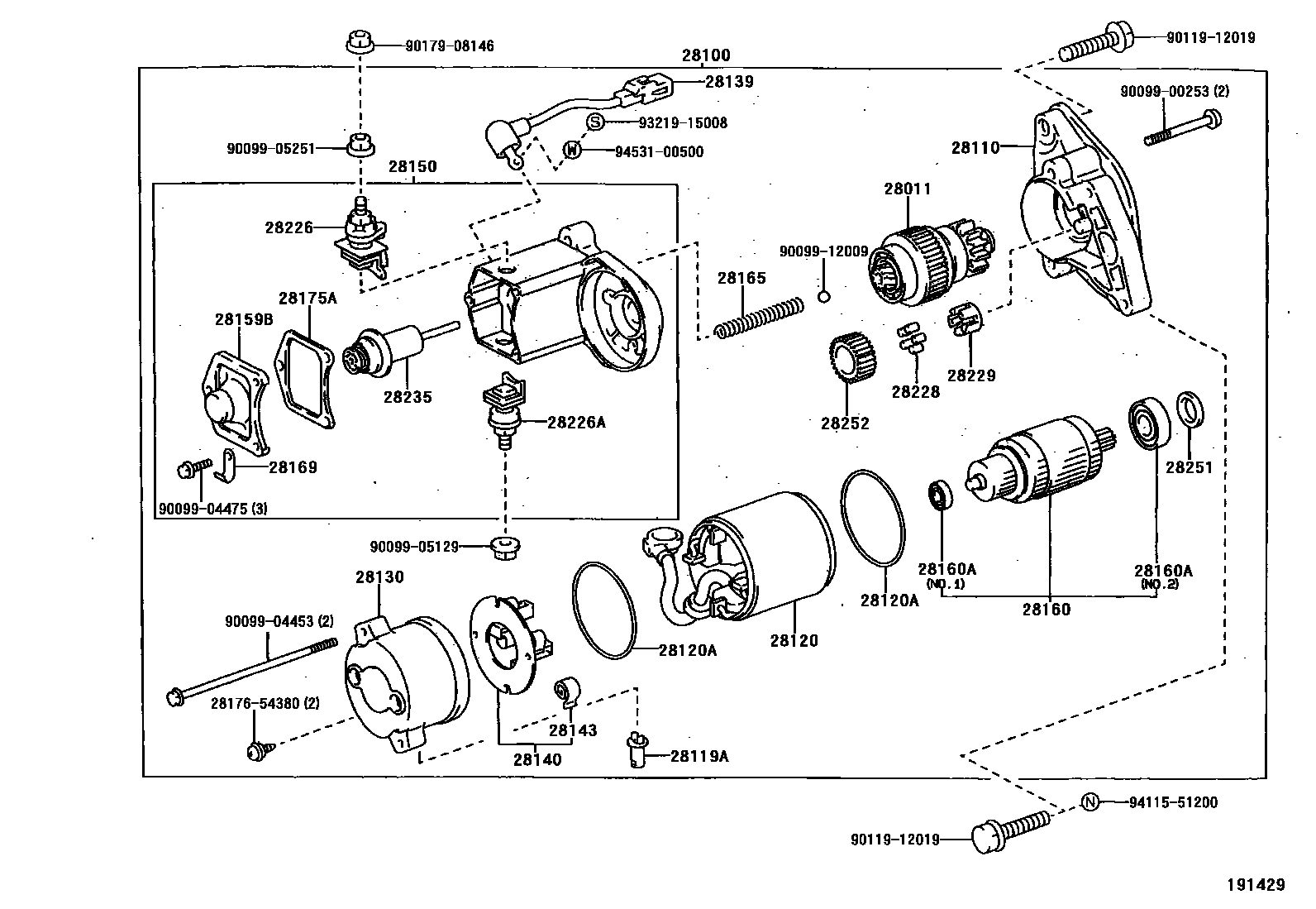 Toyota HILUX 起动机 EPC diagram — 191429