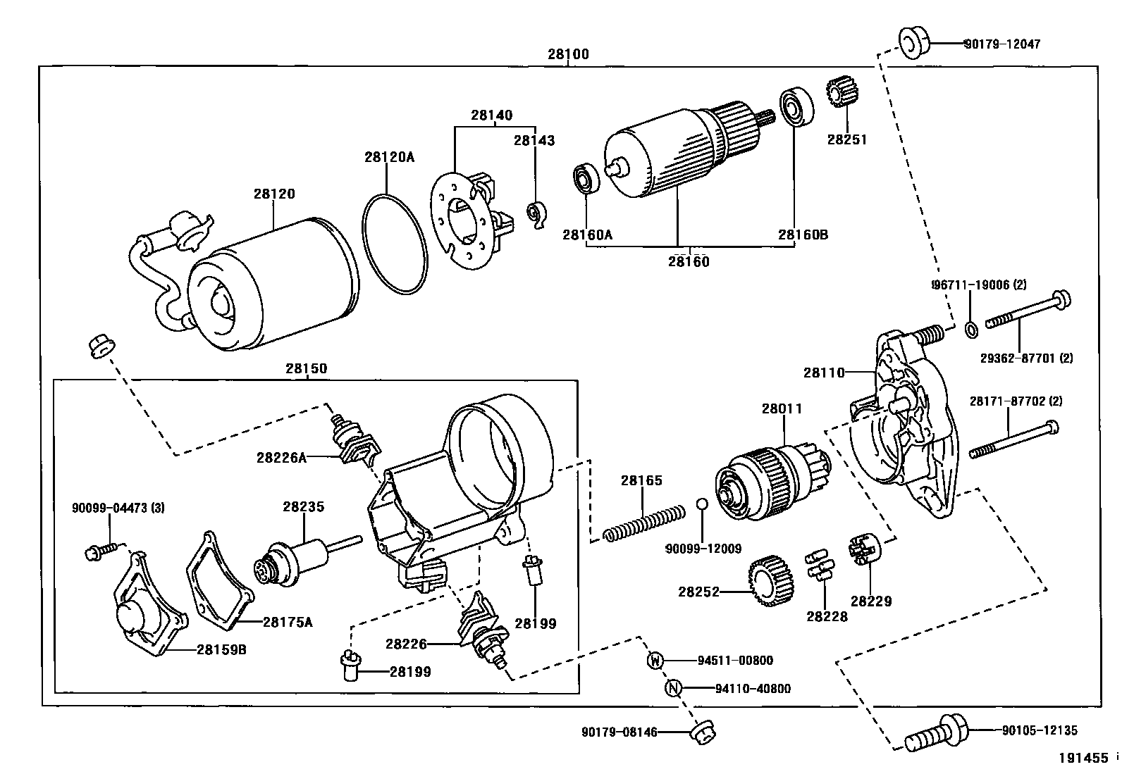 Toyota HILUX 起动机 EPC diagram — 191455
