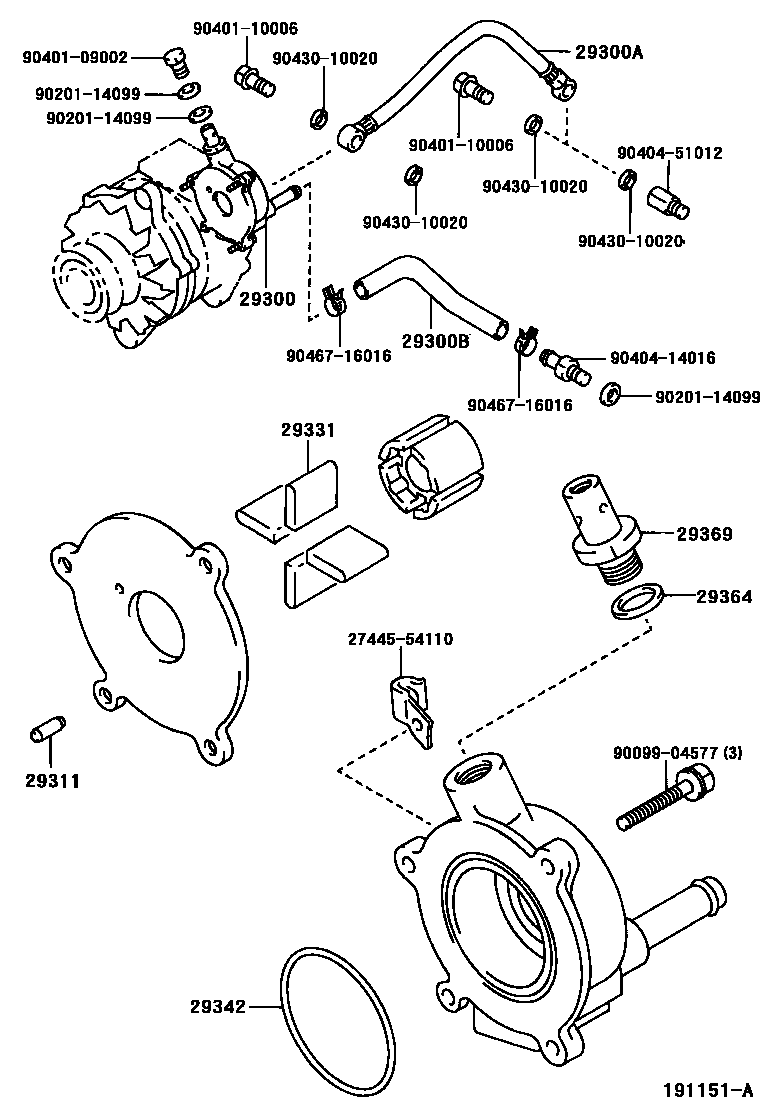 Toyota HILUX 真空泵 EPC diagram — 191151A