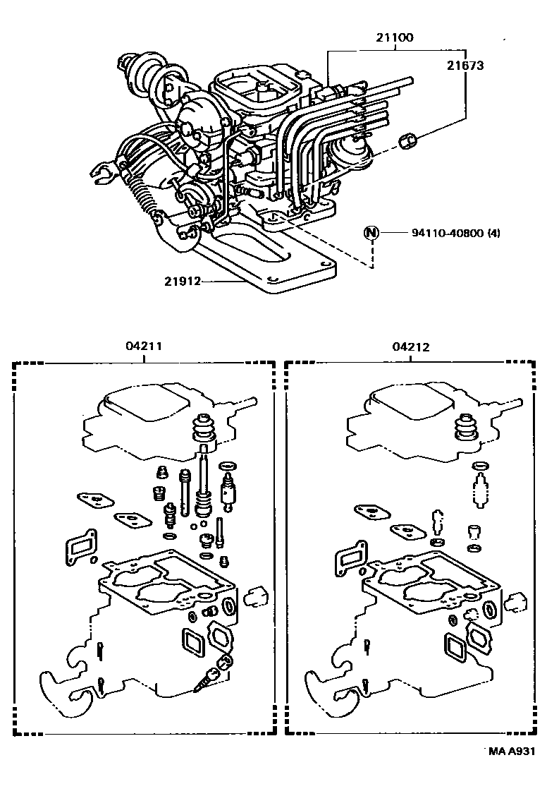 Toyota HILUX carburetor assembly EPC diagram — MAA931