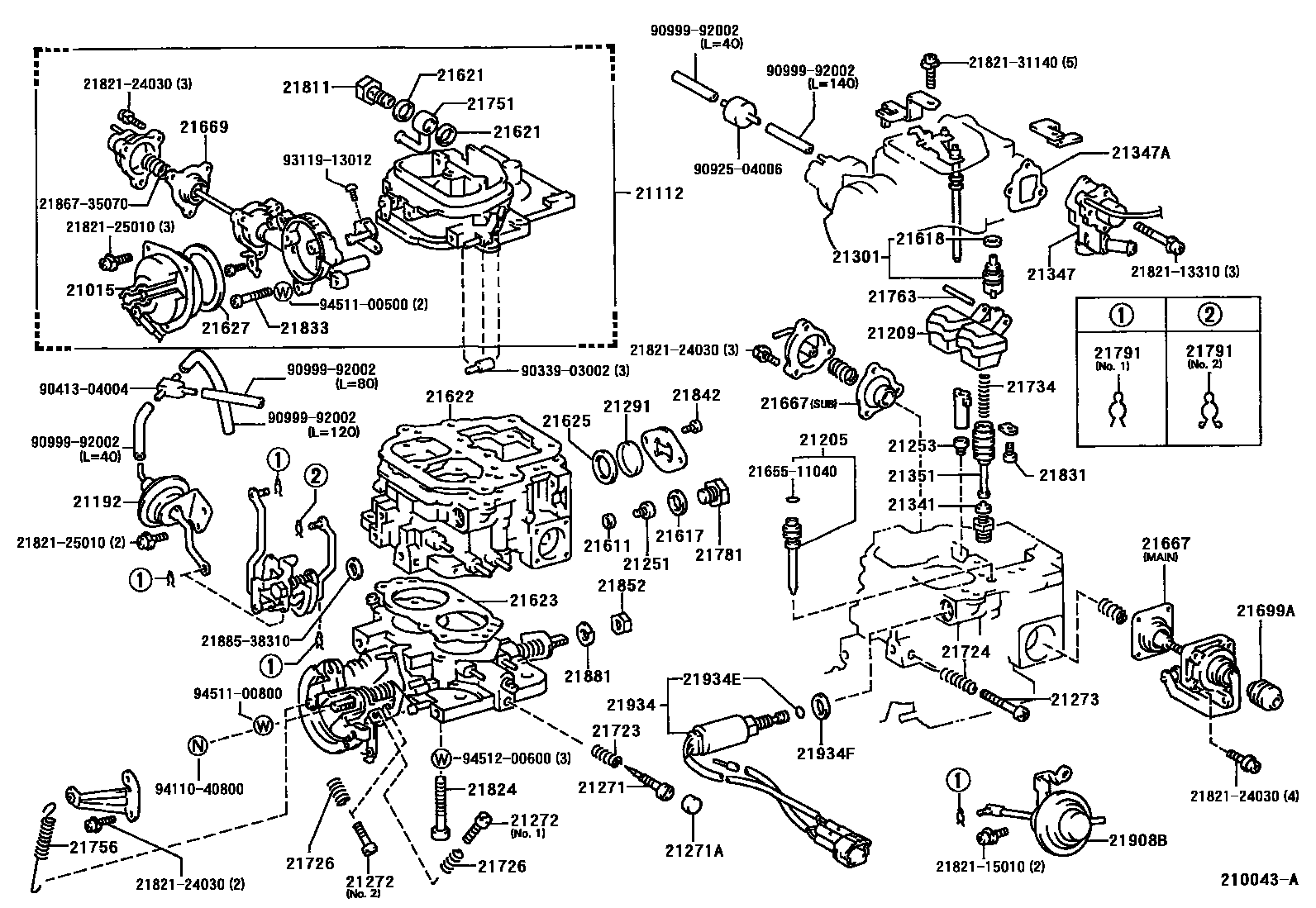Toyota HILUX 化油器 EPC diagram — 210043A
