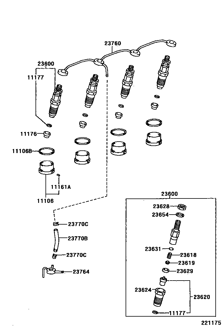 Toyota HILUX 喷油嘴 EPC diagram — 221175