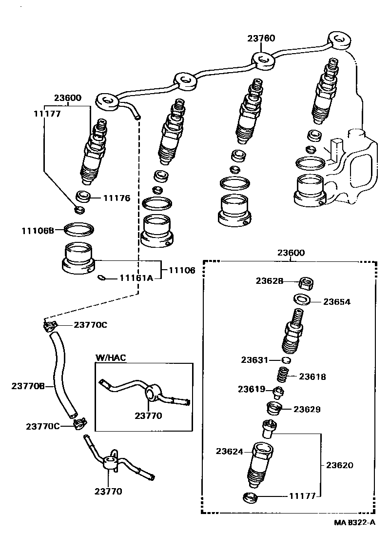 Toyota HILUX 喷油嘴 EPC diagram — MAB322A