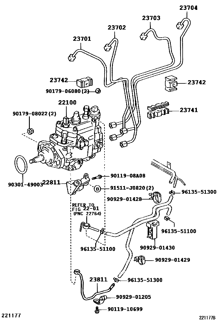 Toyota HILUX 喷油泵总成 EPC diagram — 221177B