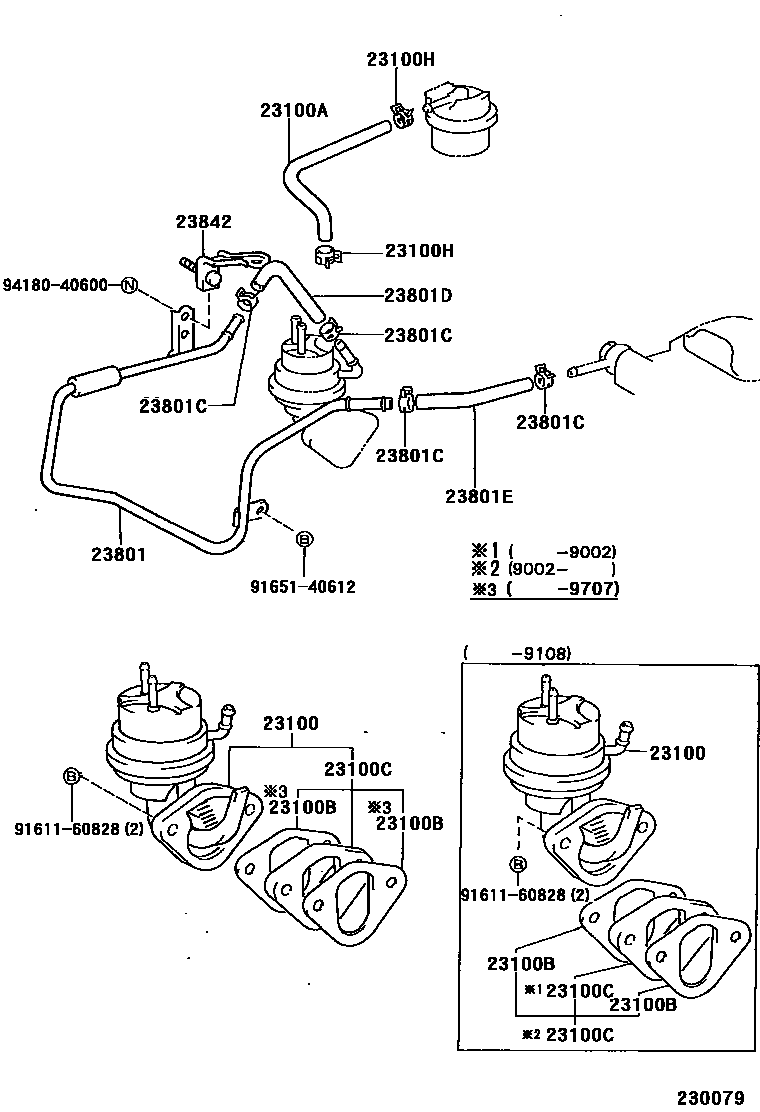 Toyota HILUX 燃油泵和燃油管 EPC diagram — 230079