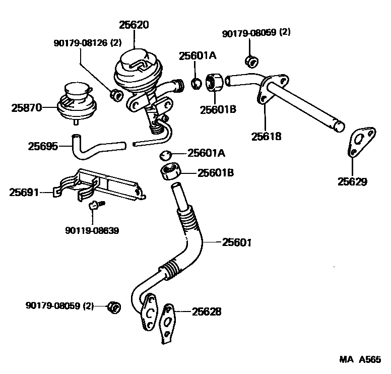 Toyota HILUX 废气再循环系统 EPC diagram — MAA565