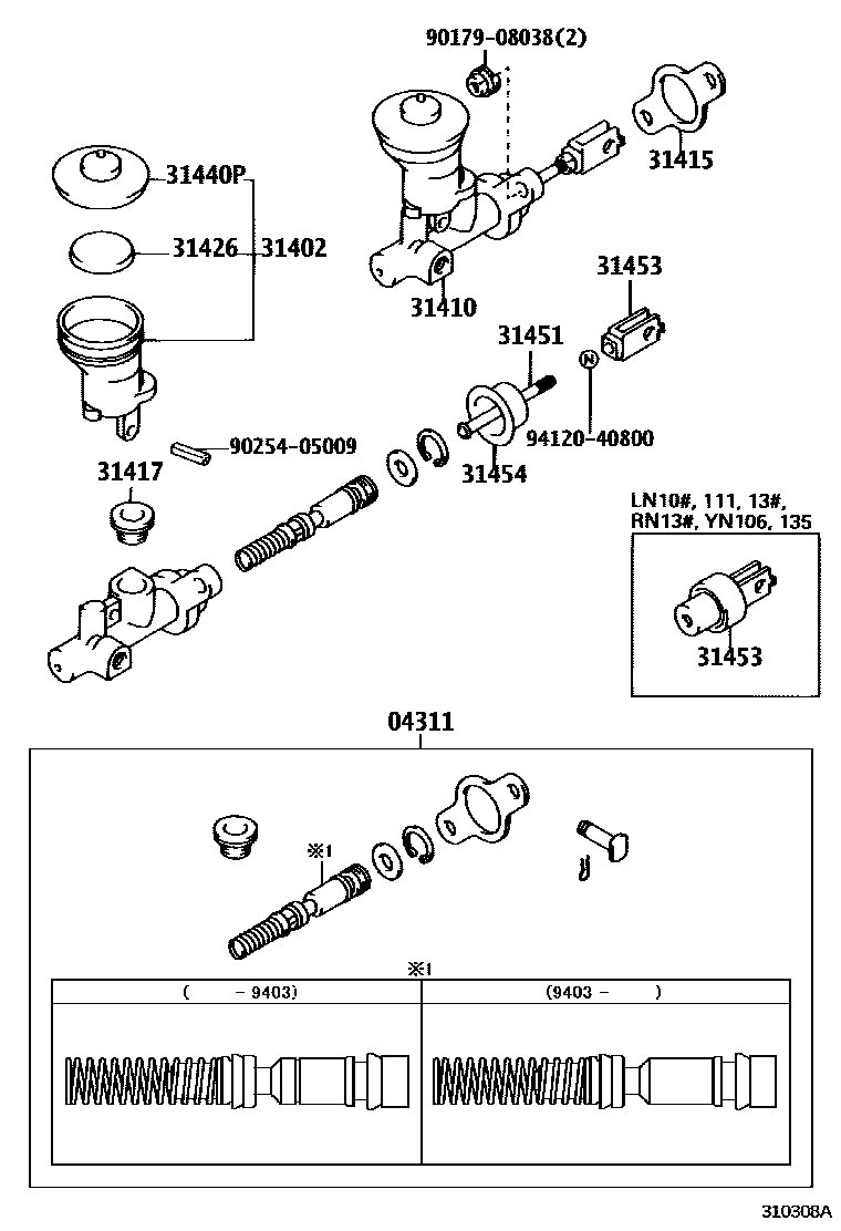 Toyota HILUX 离合器总泵 EPC diagram — 310308A