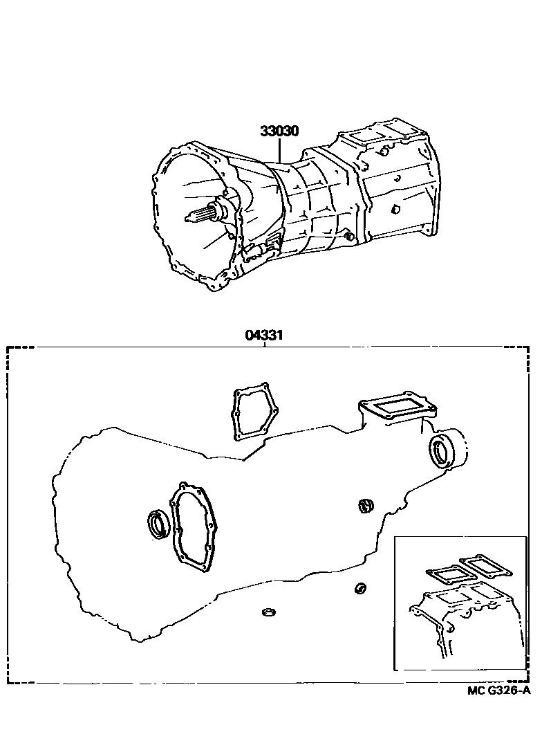 Toyota HILUX 传动桥或变速器总成和衬垫组件(MTM) EPC diagram — MCG326A