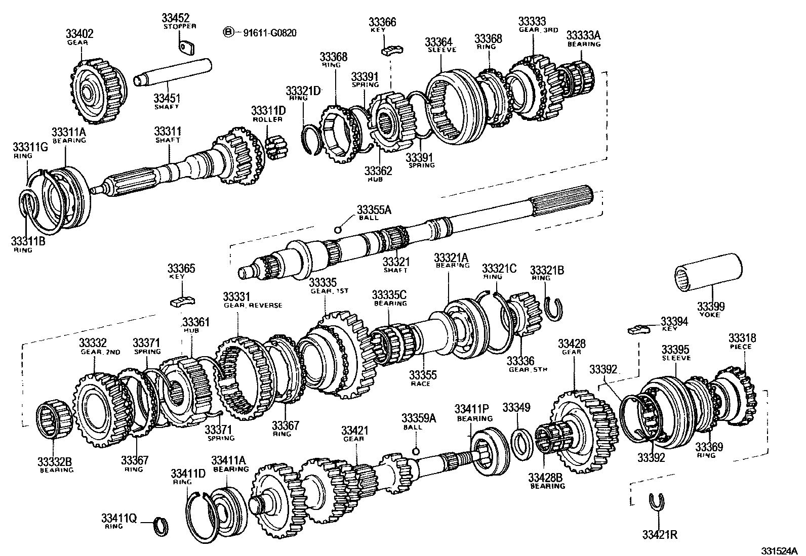 Toyota HILUX 变速器齿轮(MTM) EPC diagram — 331524A