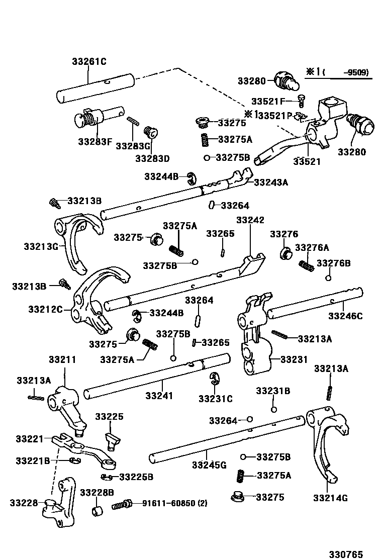 Toyota HILUX 换档拨叉和换档杆轴(MTM) EPC diagram — 330765