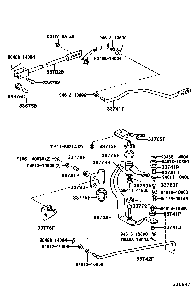 Toyota HILUX Shift Lever & Retainer EPC diagram — 330547