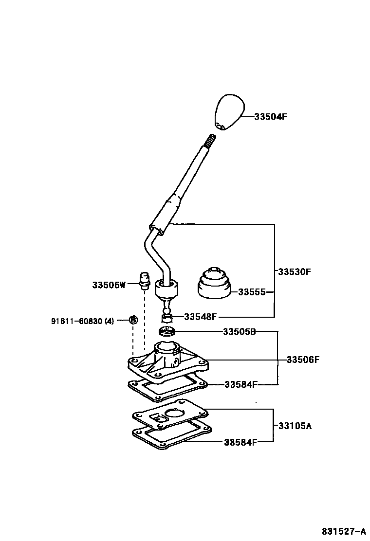 Toyota HILUX Shift Lever & Retainer EPC diagram — 331527A