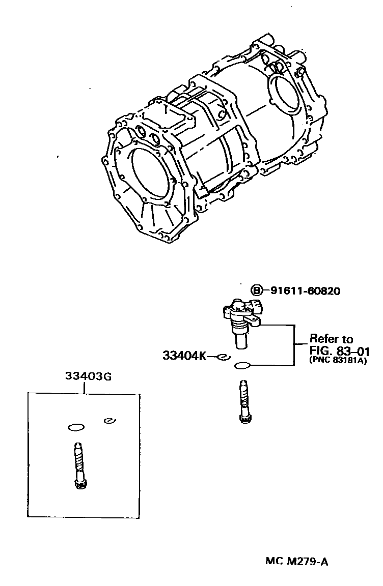 Toyota HILUX 速度表从动齿轮(ATM) EPC diagram — MCM279A