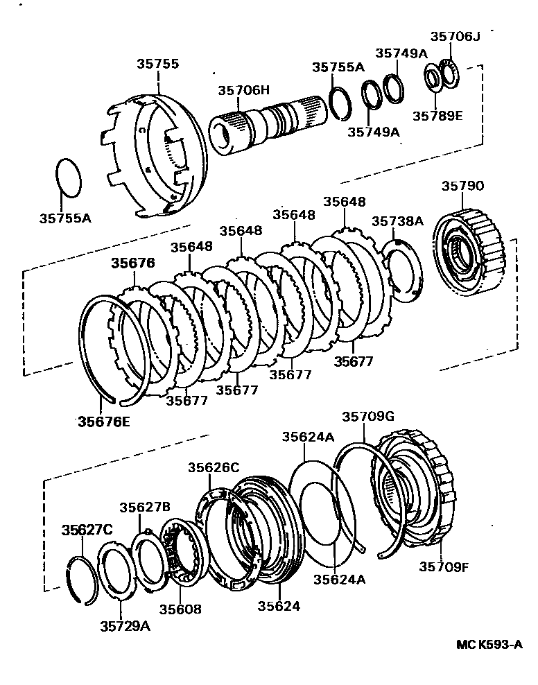 Toyota HILUX 中央支架和行星太阳齿轮(ATM) EPC diagram — MCK593A