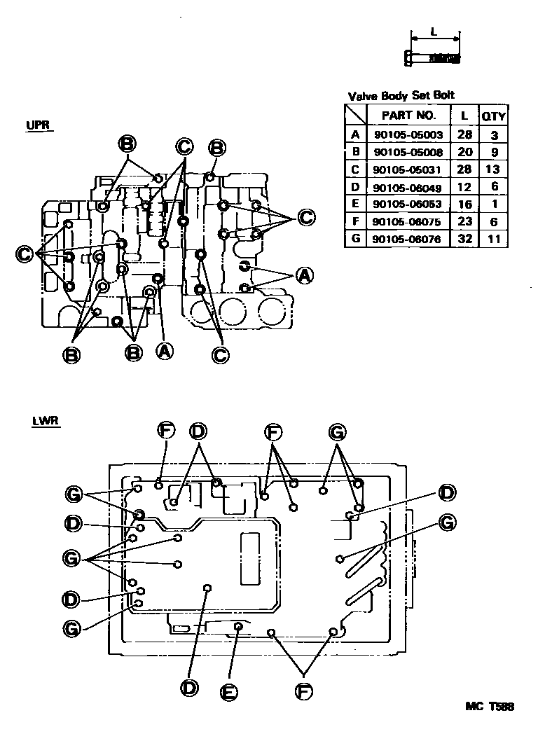 Toyota HILUX 阀体和滤油网(ATM) EPC diagram — MCT588