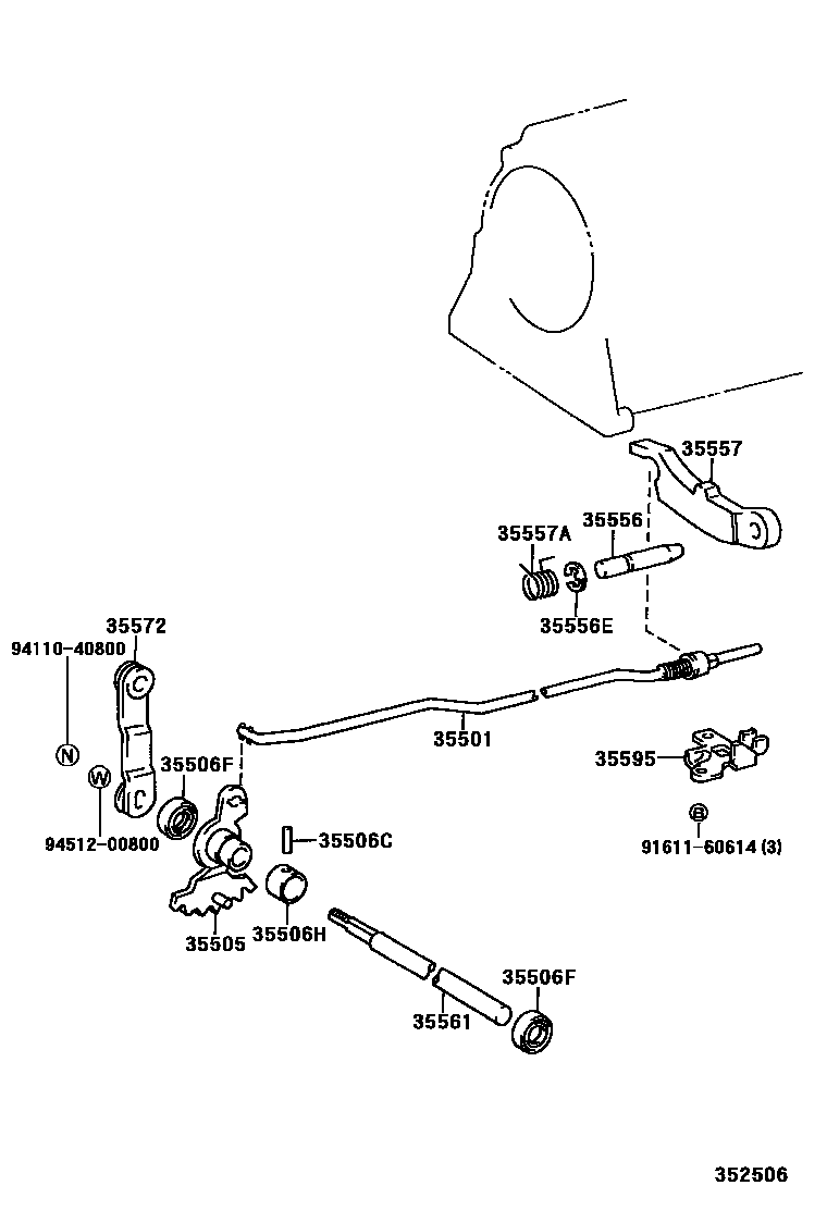 Toyota HILUX 节气阀连杆和阀杆(ATM) EPC diagram — 352506