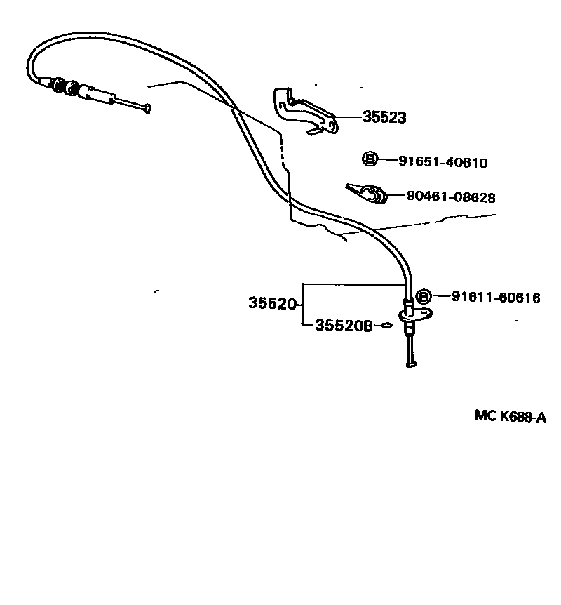 Toyota HILUX 节气阀连杆和阀杆(ATM) EPC diagram — MCK688A