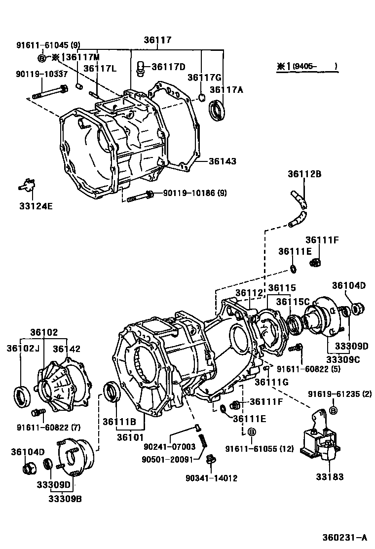 Toyota HILUX Transfer Case & Extension Housing EPC diagram — 360231A