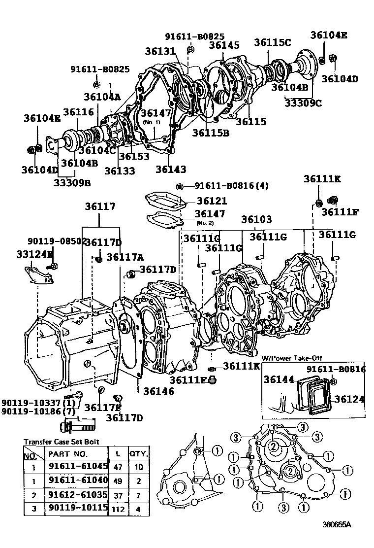 Toyota HILUX Transfer Case & Extension Housing EPC diagram — 360655A