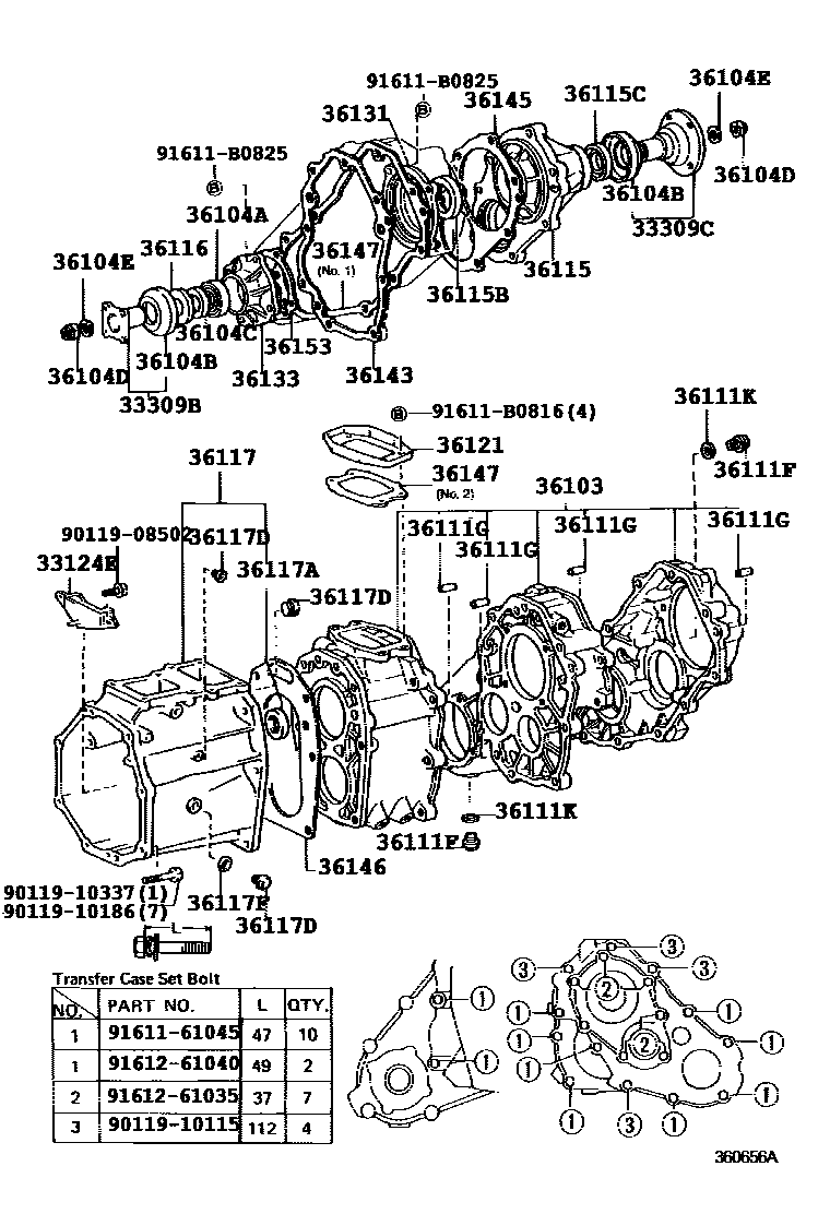 Toyota HILUX Transfer Case & Extension Housing EPC diagram — 360656A