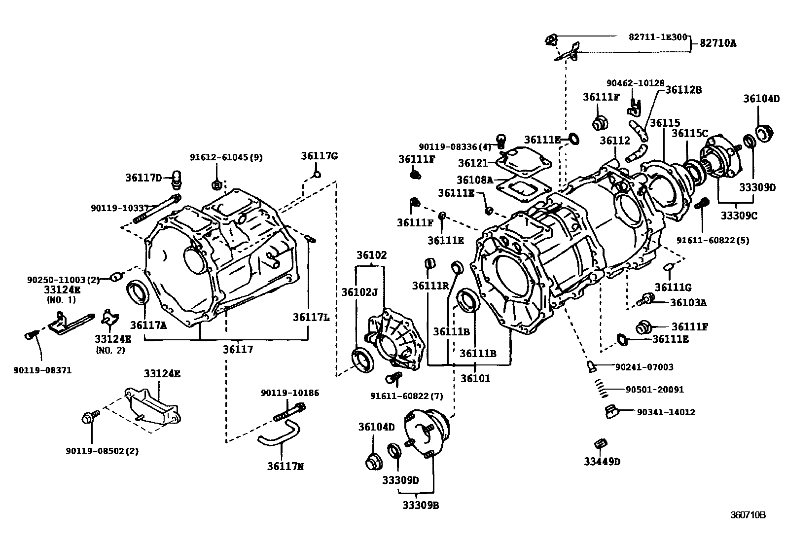 Toyota HILUX Transfer Case & Extension Housing EPC diagram — 360710B