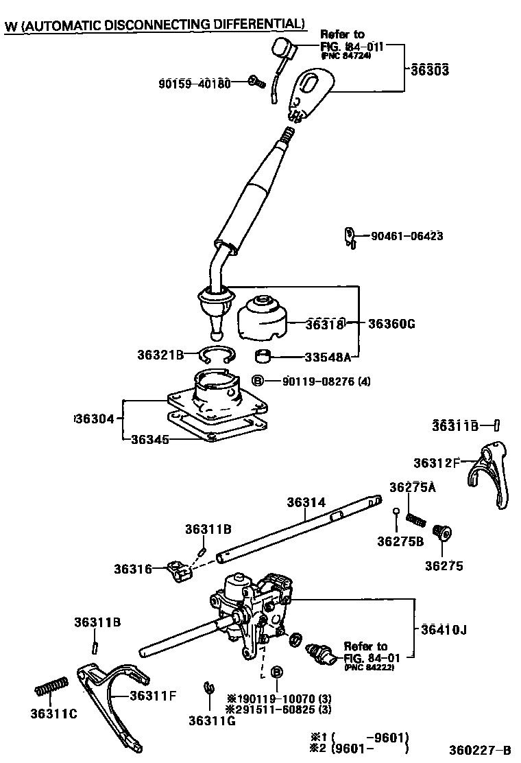Toyota HILUX Transfer Lever & Shift Fork Shaft EPC diagram — 360227B
