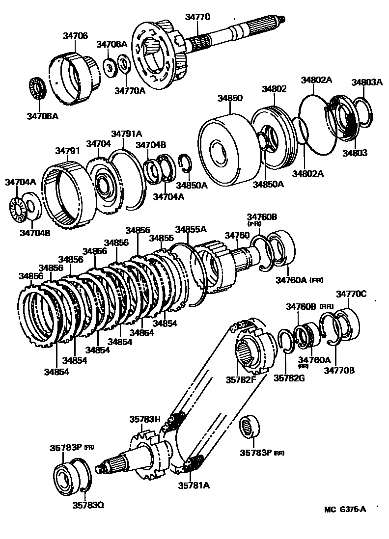 Toyota HILUX 前轮驱动离合器和齿轮 EPC diagram — MCG375A