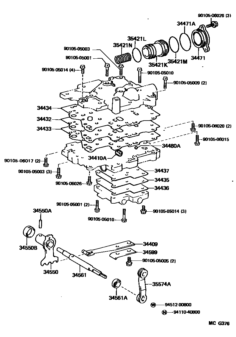 Toyota HILUX 分动器阀体和阀杆 EPC diagram — MCG376